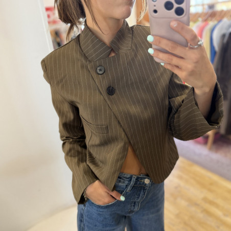 Blazer DELIA taupe à rayures blanches