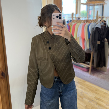 Blazer DELIA taupe à rayures blanches