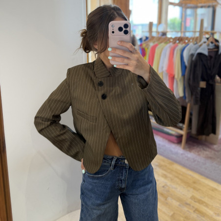 Blazer DELIA taupe à rayures blanches