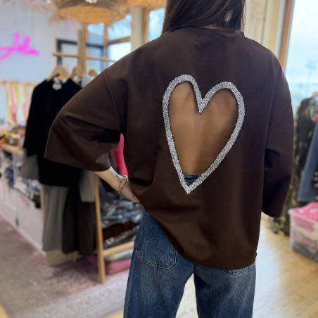 T-shirt LOVE marron