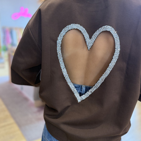T-shirt LOVE marron