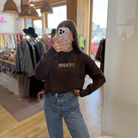 Pull maille ICONIC marron