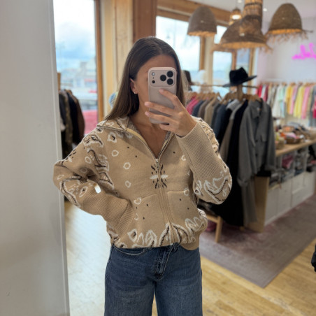 Gilet à motifs bandana chocolat