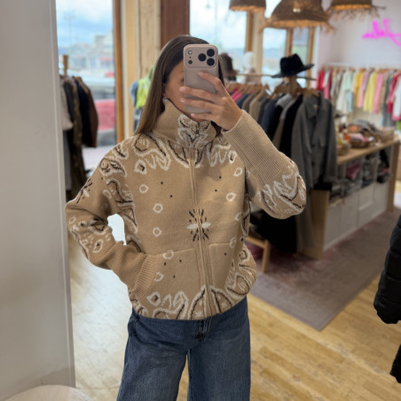 Gilet à motifs bandana chocolat