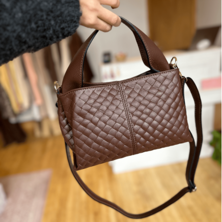 Petit sac tressé marron